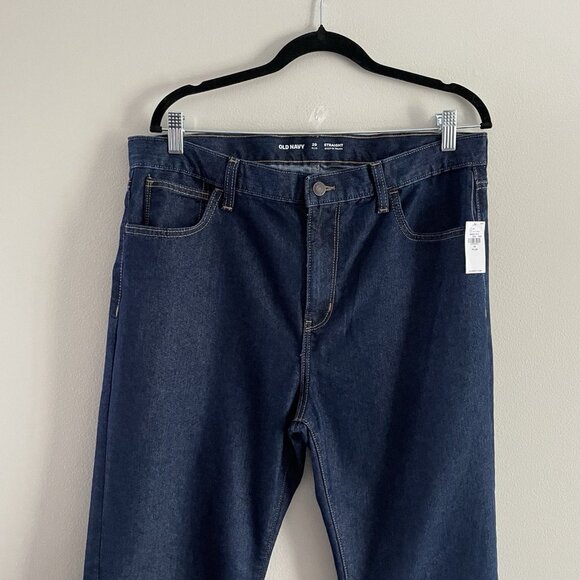 Old Navy Boys 20 Plus Blue Dark Wash Straight Built-In Tough 5 Pocket Jeans NWT - Picture 3 of 9